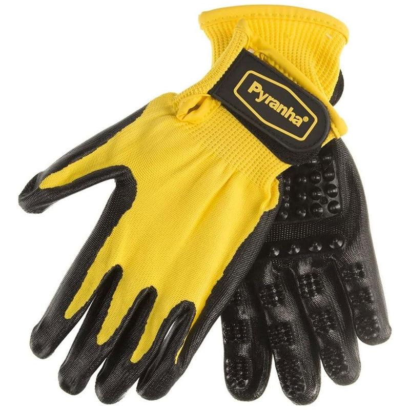Pyranha Rub & Scrub Grooming Gloves | Multipurpose Shedding & Bathing Tool with Scrubbing Nodules | Removes Hair, Cleans Coat & Massages Muscles | Use Wet or Dry Medium