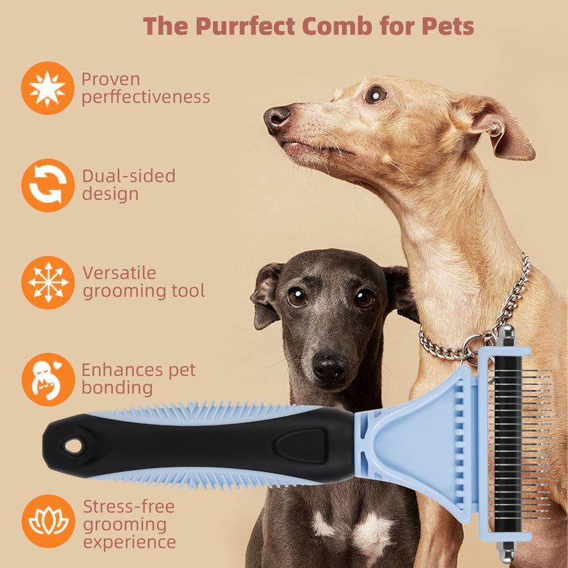 3PCS Cat & Dog Brush Set: Slicker & Deshedding Brush, Dematting Comb, and Bath Brush – Premium Grooming Tools for Shedding & Tangle-Free Fur (blue) blue - PawsPlanet Australia