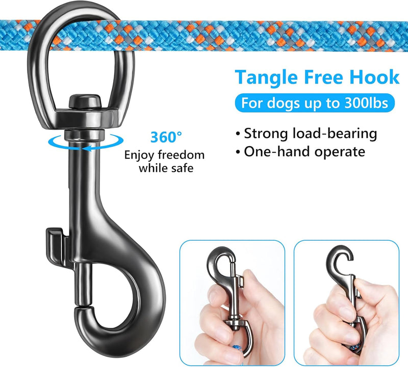 Dog Tie Out Cable for Camping Heavy Duty Overhead Trolley System and Dog Rope Toys with a Big Spring Pole Kit for Dogs up to 200lbs, Portable Reflective Dog Lead Line for Yard, Park and Outdoor 100FT - PawsPlanet Australia