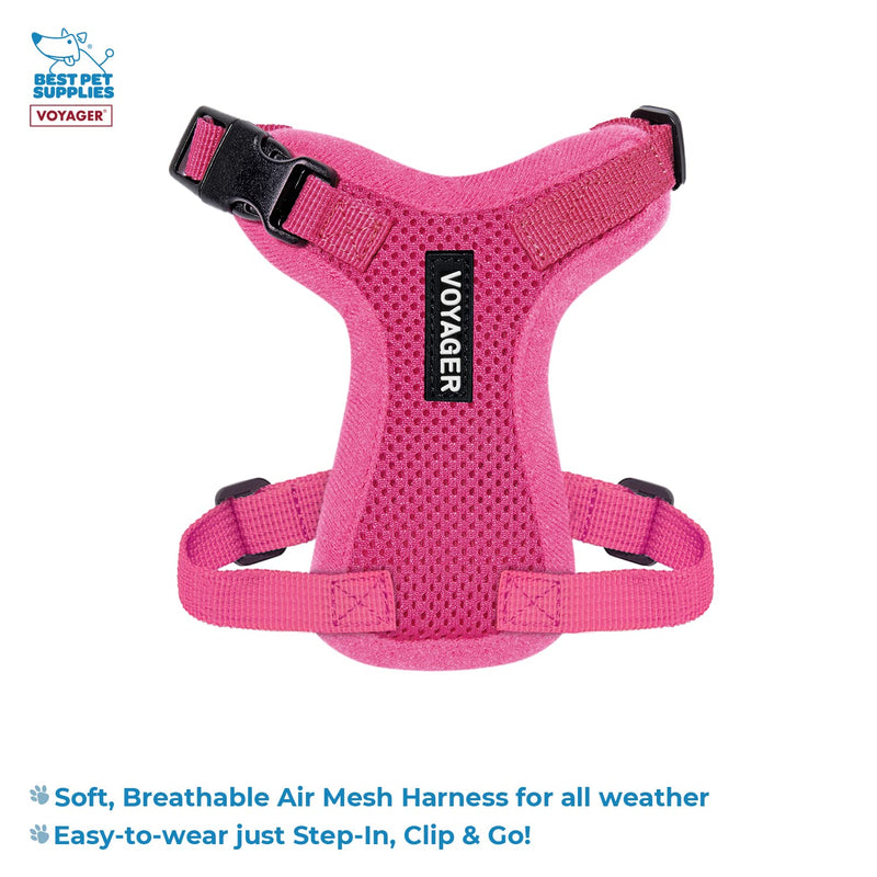 Voyager Step-in Lock Adjustable Cat Harness w. Cat Leash Combo Set with Neoprene Handle 5ft - Supports Small, Medium and Large Breed Cats by Best Pet Supplies - Fuchsia, XXS Harness Leash Set (Fuchsia) XXS (Chest: 11.5 - 14" * Fit Cats) - PawsPlanet Australia
