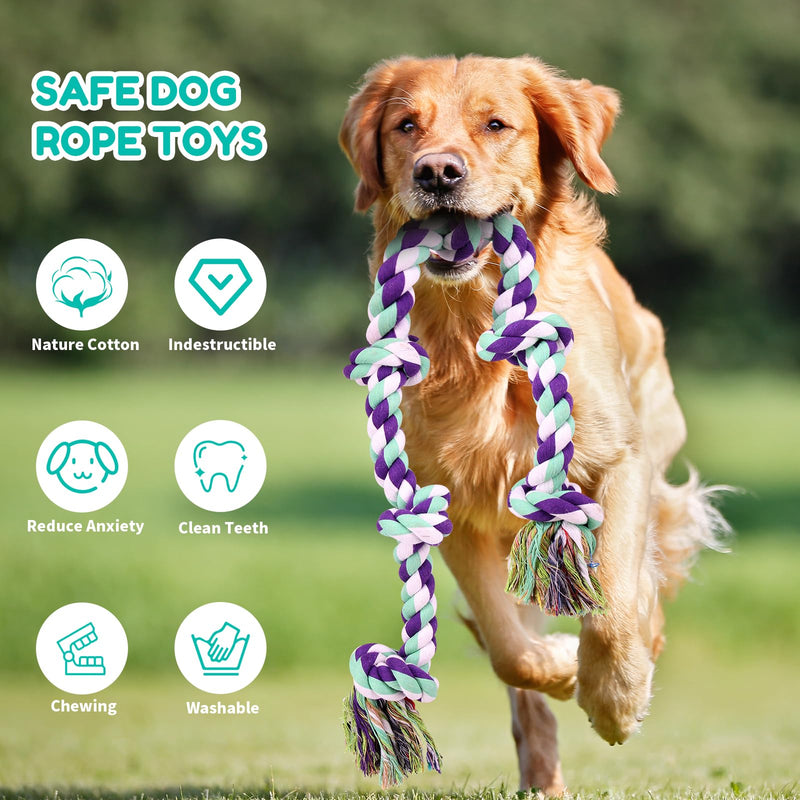Dog Rope Toys for Large Dogs - 42In 6 Knots Indestructible Dog Rope Toy, Dog Toys for Aggressive Chewers, Heavy Duty Dog Chew Toys, Tug of War Rope Toy, Tough Dog Rope Toys for Medium Large Breeds Blue-Rope Toy - PawsPlanet Australia
