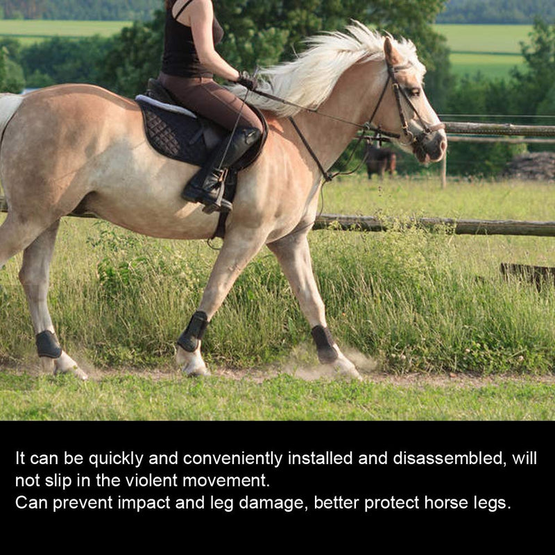 Zerodis Horse Leg Guard, 2 Pair PU Shell Horse Front Back Leg Guard Boot Wrap Protective Boots Horse Fly Leg Guards Set During Jump(M Black) - PawsPlanet Australia