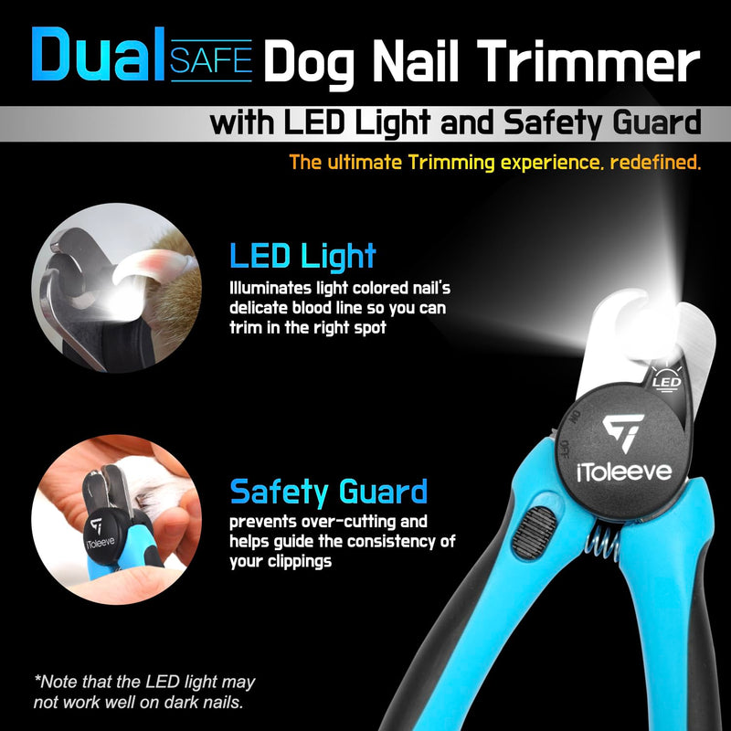 iToleeve LED Dog Nail Clipper with Light, Illuminates Nails or Bloodline for Safe and Easy Trimmers, Extra Sharp for Hard Claws, Quick Sensor, Safety Guard, Avoid Over Cutting Toenail, for Cat & Dog - PawsPlanet Australia