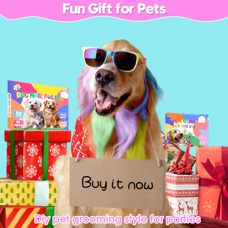 MSDADA 12 Colors Quick Dry Dog Nail Polish Pens & 10 Colors Washable Dog Hair Dye Pens to DIY Beautiful Dog Styling, Dog Safe Easy Application Creative Dog Accessories, Funny Gifts to Dog Cat Lovers - PawsPlanet Australia