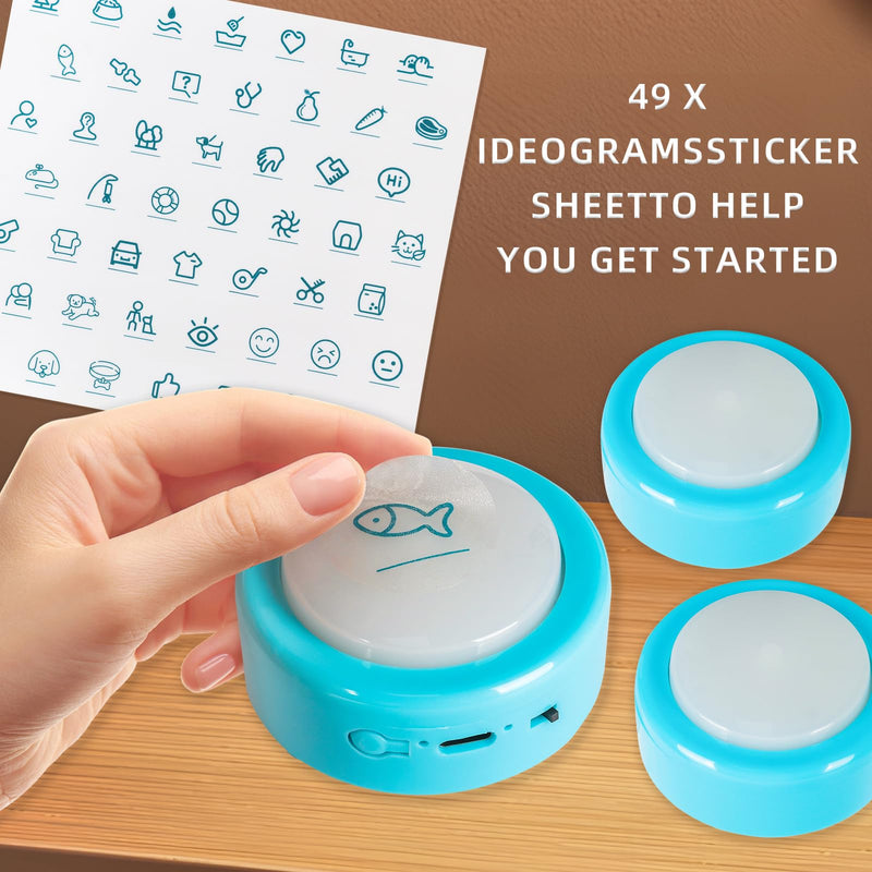 Dog Buttons for Communication – 6 Pack Rechargeable Dog Talking Buttons Starter Kit with Non-Slip Mat, High-Sensitivity & 24s Voice Recording 49 Stickers Pet Training Buttons for Dogs & Cats - PawsPlanet Australia