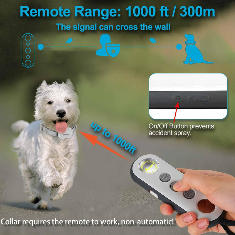 Citronella Dog Training Collar with Remote【Can't Work Automatically】,3 Modes & 3 Spray Levels, Spray/Vibration/Beep, Humane Citronella Dog Collar,1000ft Range No Shock Rechargeable Spray Dog Collar - PawsPlanet Australia