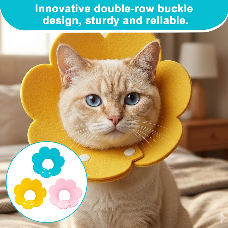3 Pieces Cat Neck Collar Disc, Adjustable Protective Cat Collar, Soft Anti-Bite Cat Neck Collar for Puppies and Small Dogs (Yellow, Pink, Blue)