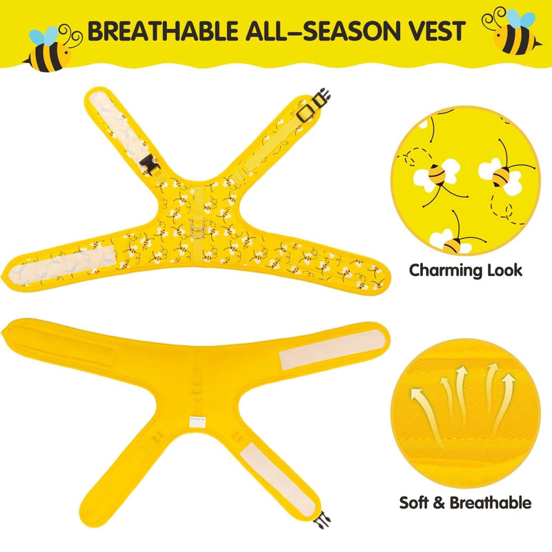 BINGPET Cat Harness with Leash and Collar for Walking - Escape Proof with 59 Inches Leash - Adjustable Soft Vest Harnesses for Medium Large Cats Bee - PawsPlanet Australia