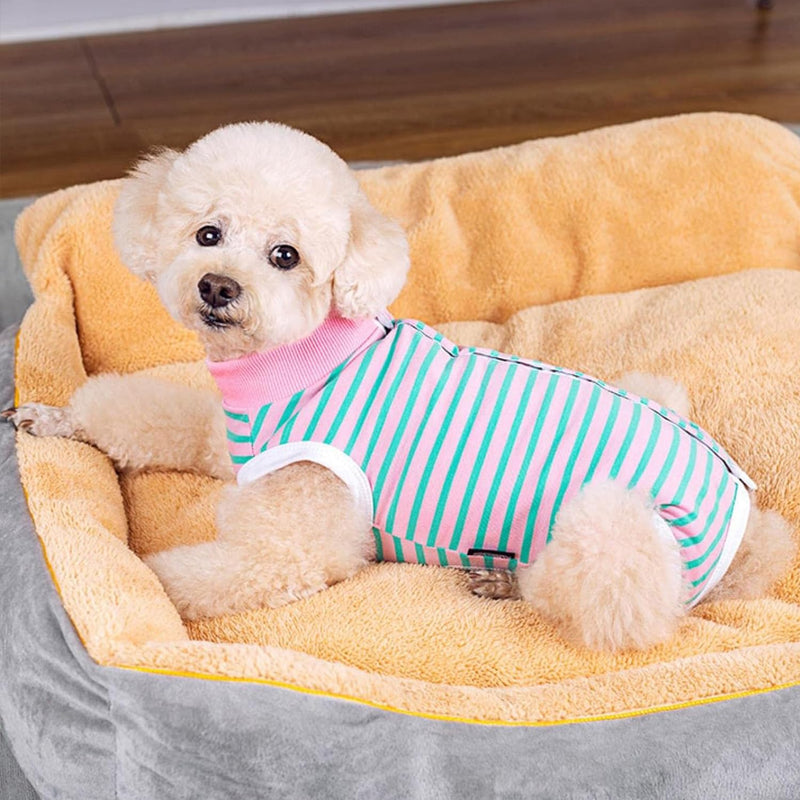 1 Premium Post-Surgical Recovery Shirt for Dogs – Adjustable Anti-Licking Bodysuit with Breathable Fabric – Striped Medical Garment for Male & Female Pets