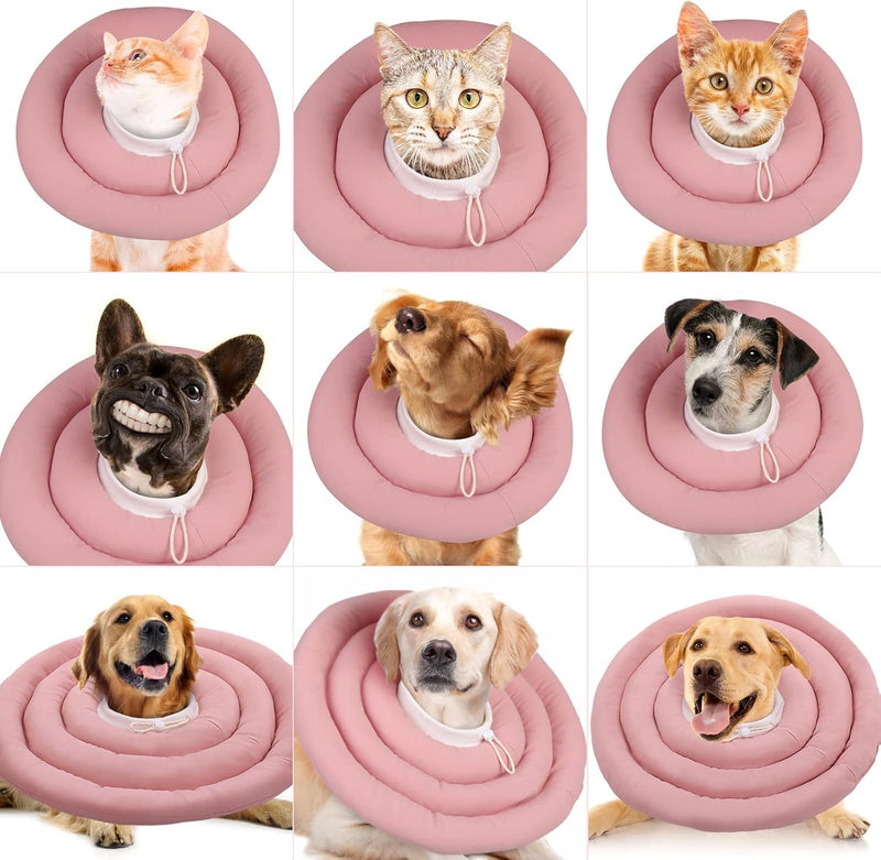 IDOMIK Dog Recovery Collar, Waterproof Soft Dog Cone After Surgery, Comfy Protective Elizabethan Collar Alternative for Dogs Cats, Adjustable Pet Neck Donut Cone Anti-Licking Biting Wounds,Pink,2XL 2XL Pink