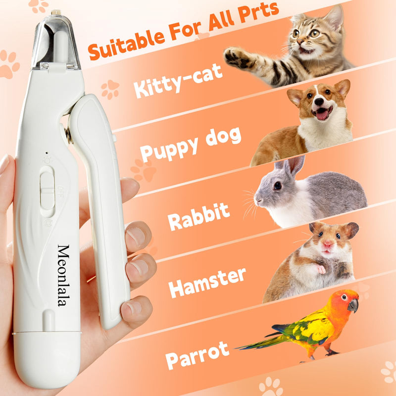 2-in-1 Dog Nail Trimmers & Dog Nail Grinder with 2 LED Lights, Ultra-Quiet, USB Rechargeable, Multiple Grinding Methods, and Splash Guard for Small, Medium, and Large Dogs & Cats (White) - PawsPlanet Australia