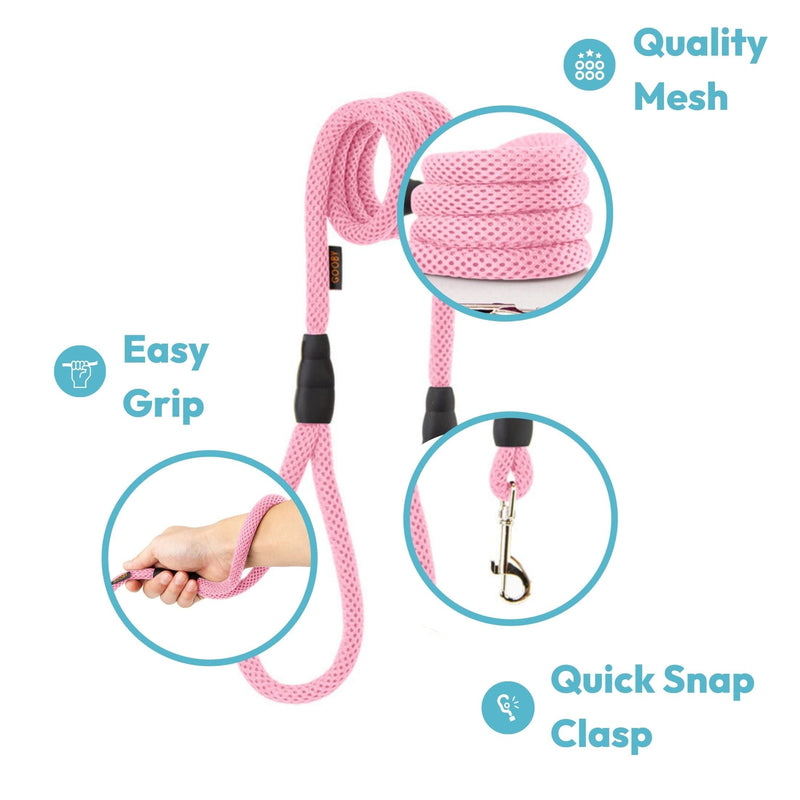 Gooby Mesh Leash - Blue, 4 FT - Breathable Mesh 4 Foot Leash for Small Dogs with Bolt Snap Clasp - On The Go Dog Leashes for Small, Medium, and Large Dogs 4 Feet - PawsPlanet Australia