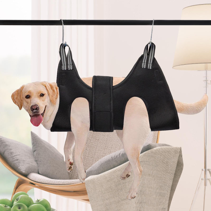 Cat owners for grooming | Dog and cat nail scissors sling restraint bag, no scratching - hanging mat loop for bathing, nail trimming, nail cutting, examination L Black