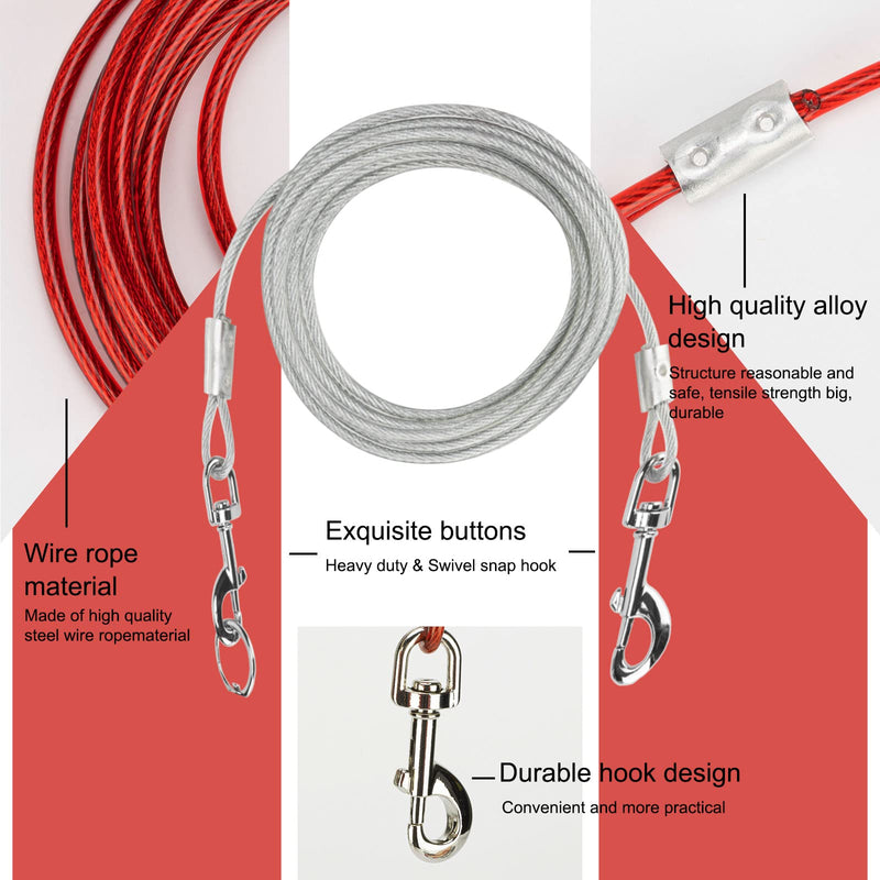 Darkyazi Dog Stake Tie Out Cable and Reflective Stake 16 ft Outdoor, Yard and Camping, for Medium to Large Dogs Up to 125 lbs (16ft Cable, 18" Stake, Silver) 16ft cable, 18" stake - PawsPlanet Australia