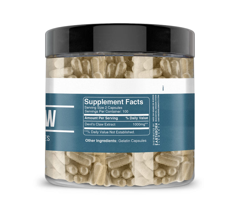 Earthborn Elements Devil’s Claw Extract 200 Capsules, Pure & Undiluted, No Additives 200 Count (Pack of 1)