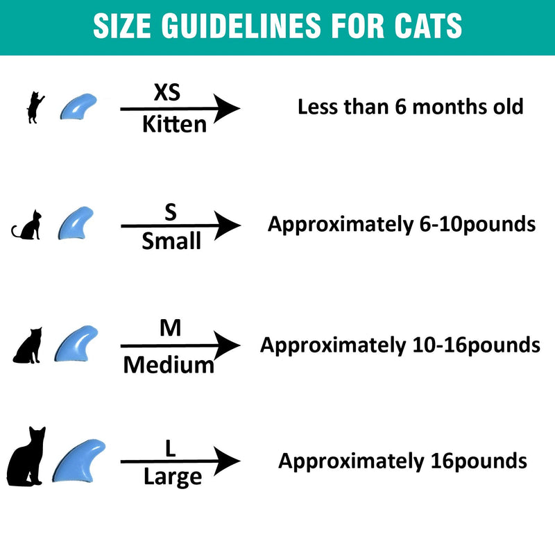 100 pcs Cat Nail Caps | Cat Claw Covers with Adhesives and Applicators | 5X Different Glitter Colors (S) S - PawsPlanet Australia
