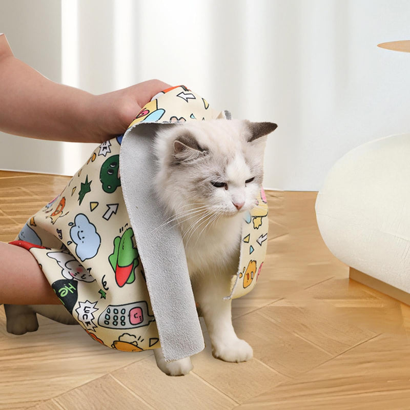 Burrito Swaddle for Cats, Soft Cat Blanket for Wrapping Cats, Anti-Escape Calming Wrap, Cat Care Accessories for Blowing, Scratching and Biting Calming 70 x 70 cm