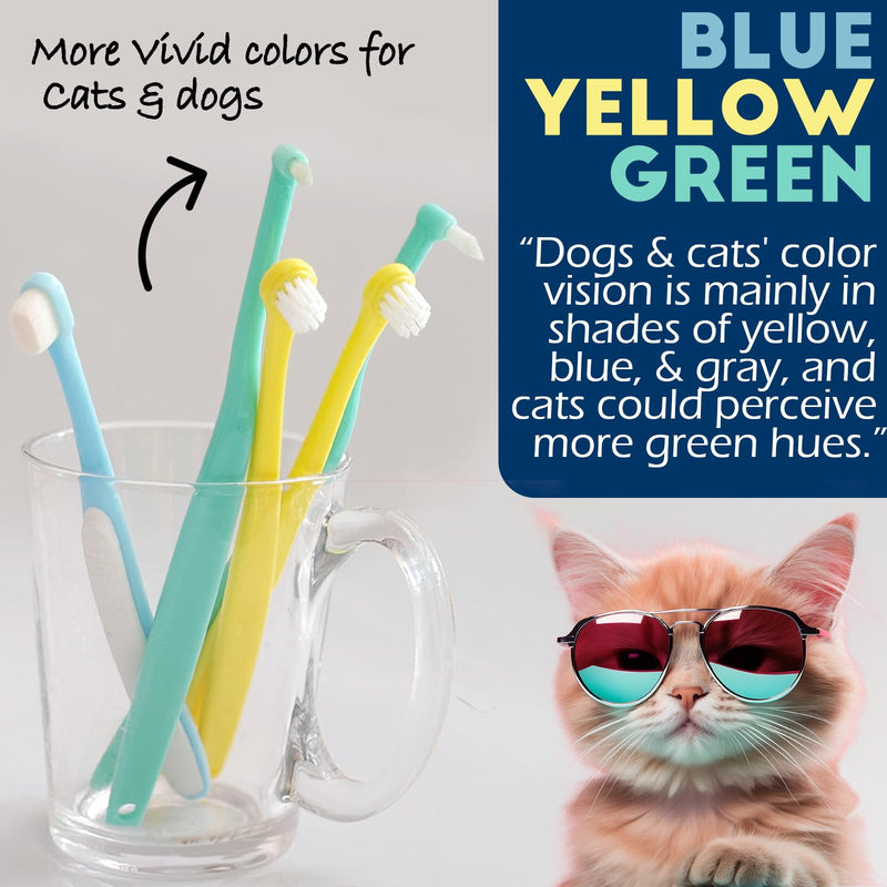 Cat Toothbrush Puppy Tooth Brushing Kit, Micro Head Small Dog Toothbrush, Round & Pointed Head Deep Teeth Cleaning Tooth Brushes for Small Pet Breed Doggie Kitten, Soft Bristles, 5 PCS For cats & small dogs(Blue-Yellow-Green) - PawsPlanet Australia