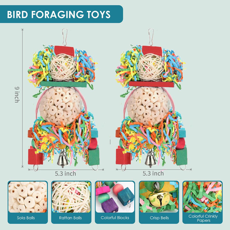 BBjinronjy Bird Toys,2PCS Hanging Natural Soft Sola Ball Beak Chew Shred Forage Toys for Parrots,Cockatiel,Conure,Love Birds,Parakeets,Budgie and Other Small Birds M 2PCS A - PawsPlanet Australia