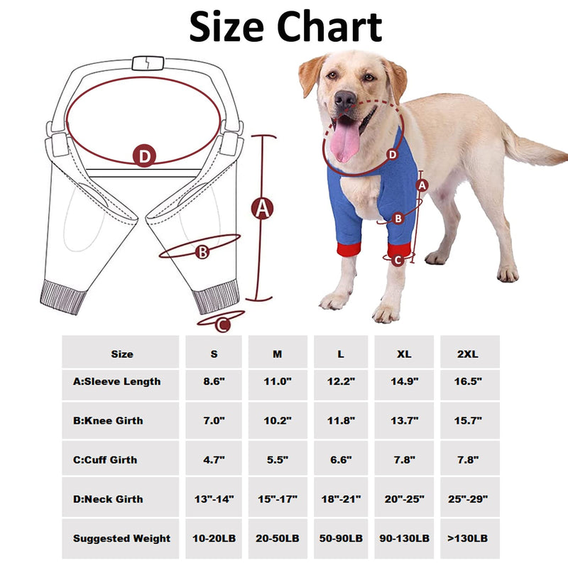 Dog Surgery Recovery Sleeve for Front Legs, Pet Prevent Licking Wound Elbow Brace Protector, Dog Recovery Suit for Sprain Arthritis_Blue(XL) XL Blue