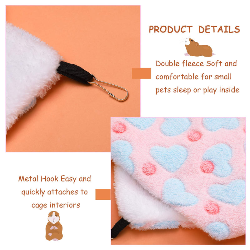 2 Pieces Rat Hammock and Guinea Pigs Soft Blankets Set Ferret Hanging Hammock Small Animal Hammock Guinea Pig Accessories Hamster Mats for Rat Ferret Guinea Pig Squirrel Small Pet(Pink)