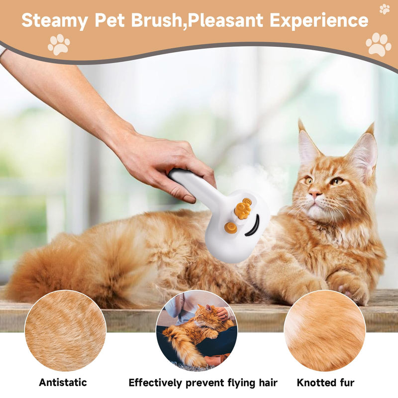 Pet Steam Brush for Dogs & Cats with Shampoo – 3-in-1 Grooming Spray Comb, Mist Massage & Defur Function, Water Spritz Deshedding Tool for Long/Short Hair, Indoor Pets (Puffease Cepillo de Vapor) - PawsPlanet Australia