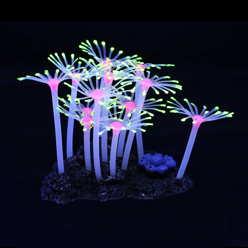 Glowing Fish Tank Decorations Plants, 4 pcs Glow Aquarium Decoration Plants Kit Glowing Sea Anemone Coral Ornaments - PawsPlanet Australia