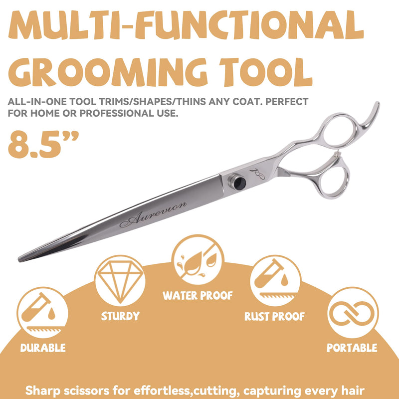 Professional 8.5 In Straight Pet Grooming Scissors,Stainless Steel, Ultra Sharp Blades for Precise Trimming of Dogs and Cats, Lightweight Ergonomic Design Clippers for Easy Hair Cutting Like a Barber 8.5 Inch - PawsPlanet Australia
