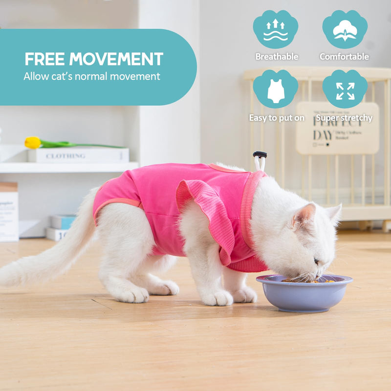 Avont Cat Recovery Suit - Post-Surgery Onesie for Cats, Alternative to Cone of Shame, Protective Spay Suit for Female Kitten, Ideal for Healing and Skin Conditions -Magenta(S) Magenta Small