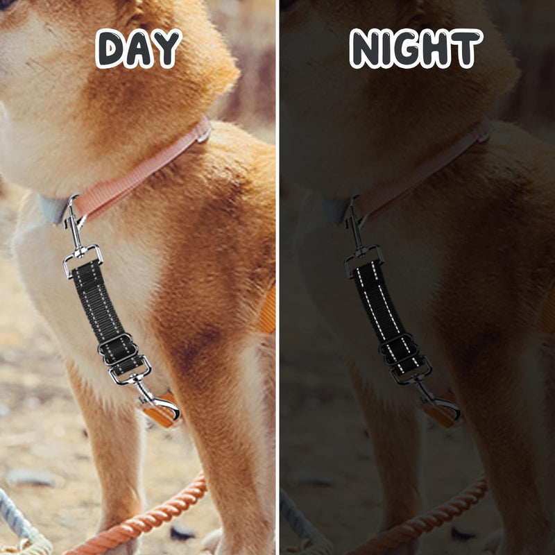 YUEPET Dog Safety Collar Clips 2 Pack Adjustable Prong Backup Clips Reflective Double Ended Backup Clasp Leash Connector for Dog Harness to Collar Safety Clip(Grey+Black) Grey+Black - PawsPlanet Australia