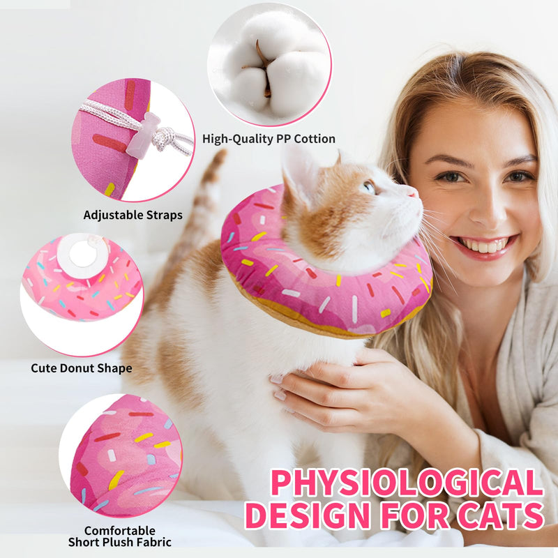 Cat Cone Collar Soft,Adjustable Cat Recovery Collar for Wound Healing Cute Donut Adjustable Kitten Cones to Stop Licking Elizabethan e Collar that can Protect Head and Foot Wounds baby blue Medium