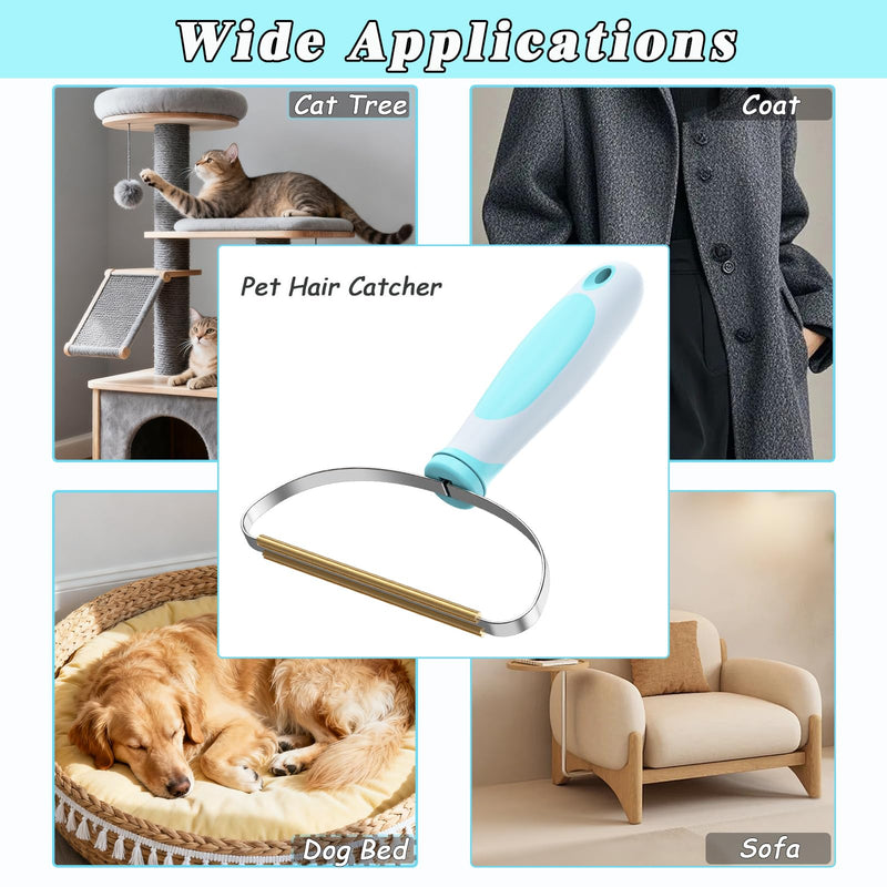 Hotsky Carpet Rake for Pet Hair Removal,3 in 1 Reusable Silicone Carpet Broom,54 inch Adjustable Cat Dog Hair Remover Tool with Lint Scraper and Patented Design for Rugs,Mats,Sofas,Floors Blue - PawsPlanet Australia