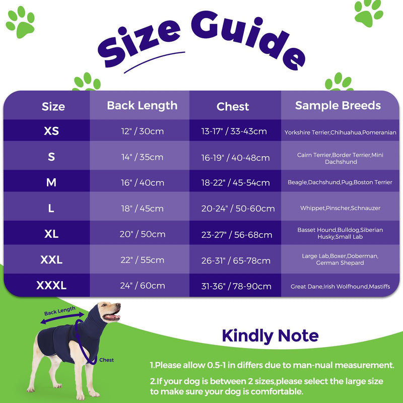 Dotoner Dog Anxiety Relief Coat,2-in-1Calming Anxiety Jacket for Dogs with Soft Ear Muffs Hood for Noise Dog Anxiety Vest with reflective strips Belly Coverage Anti-Anxiety Wrap Relief Stress M Navy blue