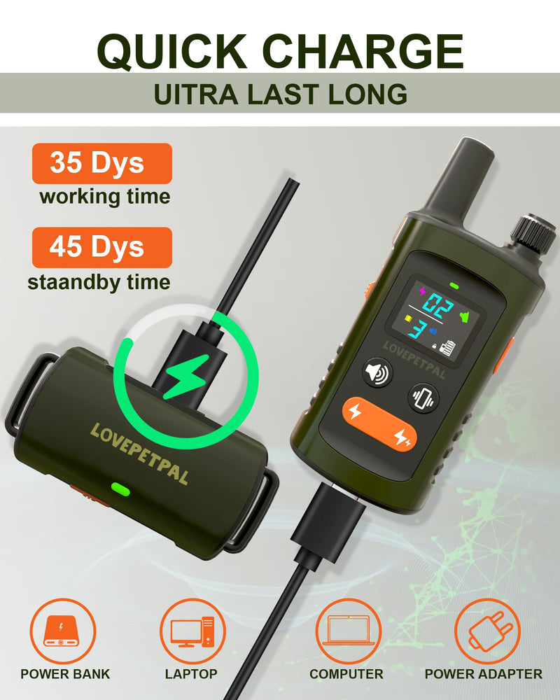 Dog Training Collar with Remote Control, 3500FT Dog Shock Collar for Small Medium Large Dogs, IPX7 Waterproof, 4 Training Modes, Rechargeable E-Collar with Beep Vibration Safe Shock for All Breeds - PawsPlanet Australia