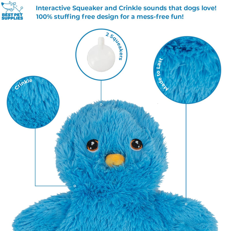 Best Pet Supplies Chicken Crinkle Plush Dog Toys for Interactive Play, Puppy and Senior Indoor Play, Colorful Chicken Toy Shape, Cute and Cuddly - Crinkle Chicken (Blue) Large Crinkle Chicken (Blue) - PawsPlanet Australia