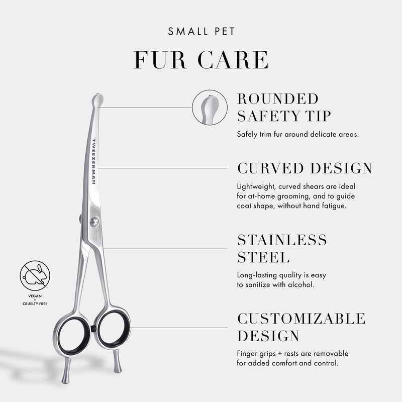 Tweezerman 7" Pet Grooming Scissors with Safety Round Tips, Professional Curved Grooming Shears for Dogs and Cats 7" Shears - PawsPlanet Australia