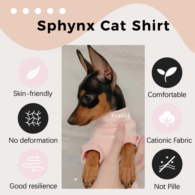 QBLEEV Sphynx Cat Clothes, Soft Stretchy Cat Sweater for Cats Only, Turtleneck Hairless Cats Pullover Shirt, Breathable Kitten Pajamas Warm Lightweight Jumpsuit for Indoor Outdoor Daily Wear & Sleep XX-Large Blush - PawsPlanet Australia