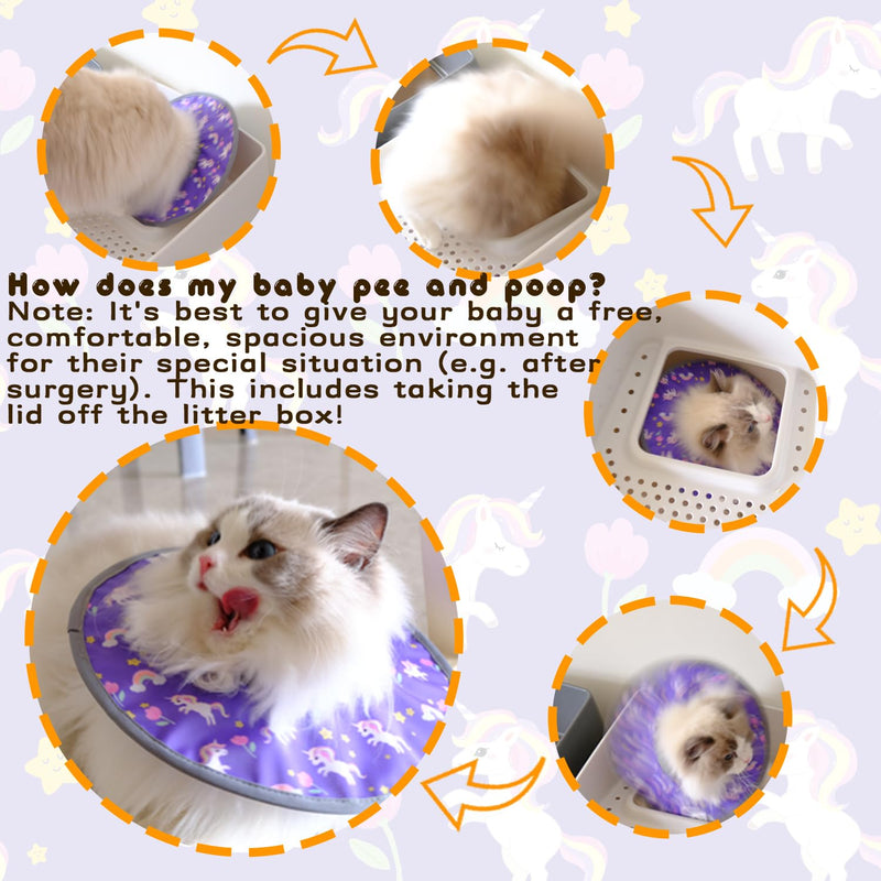 Cat Recovery Collar, Adjustable Waterproof Elizabethan E-Collar for Cats, Kittens, Small Dogs, Stop Licking Scratching After Surgery, Circular Lightweight Cute Drawstring for Easy Eating and Drinking M - PawsPlanet Australia
