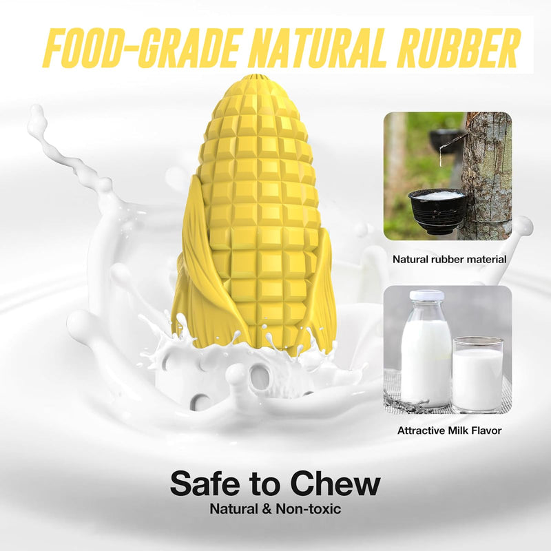 Dog Chew Toys for Aggressive Chewers,Idestructible Tough Durable Squeaky Interactive Dog Toys，Durable Dog Teeth Cleaning Toy for Medium Large Breeds，Corn Stick Toy (Yellow) - PawsPlanet Australia