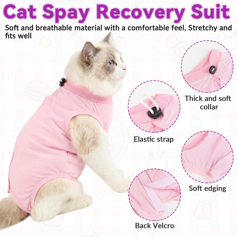 Cat Surgery Recovery Suit Female Medium, Kitten Onesie Bodysuit for Cat After Surgery, Cone of Shame Alternative Suit for Cat Anti Licking Spay Abdominal Wounds Skin Diseases Protection (Purple, M) Purple