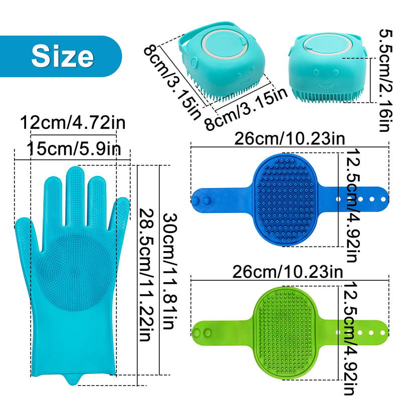 Enmaipet 4-in-1 Dog Grooming Brush,Dog Bath Brush Set,Adjustable Handle Shampoo Brush & Scrubber, Dog Grooming Gloves for Short & Long Haired Dogs & Cats - PawsPlanet Australia