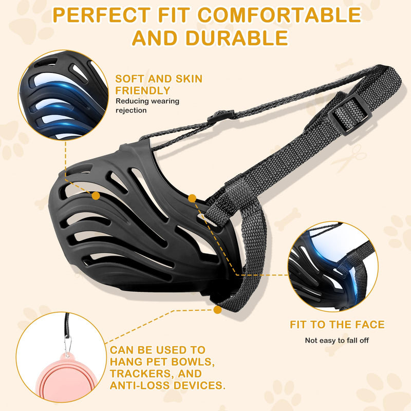 Dog Muzzle, Soft Breathable Dog Muzzles Suitable Dogs, Adjustable Basket Muzzles Prevents Chewing and Biting for Grooming Trimming Training (Black, L (44lb)) Black L ( 44lb ) - PawsPlanet Australia