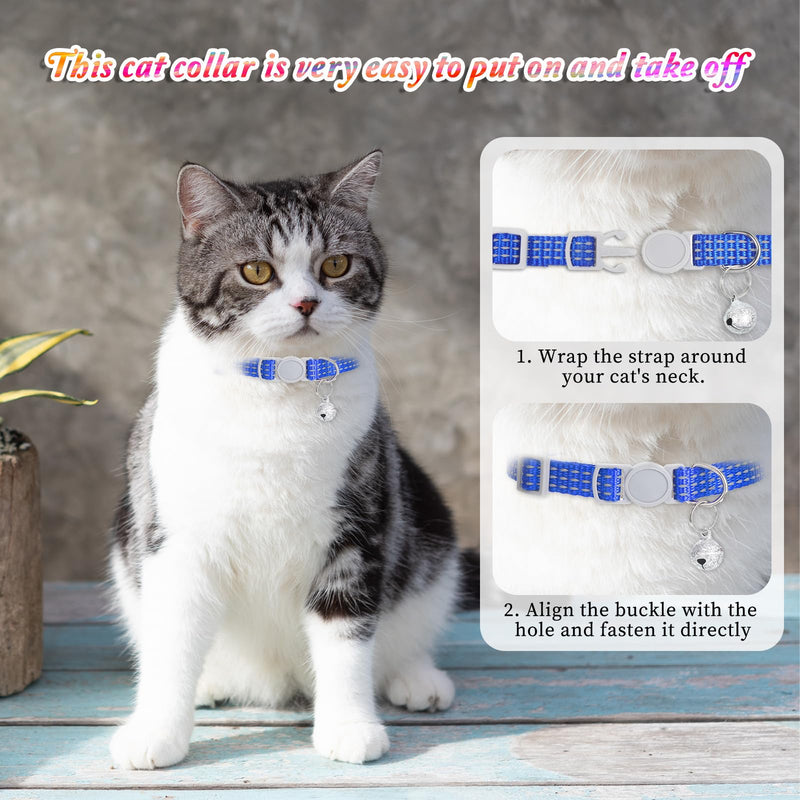 10 Pack Cat Collar Breakaway Kitten Puppy Collars with Bells Reflective Cat Bell Collars Adjustable Small Break Away Cats Collar for Male Girl Cats Puppies, 7.9" - 13" (10 Colors) - PawsPlanet Australia