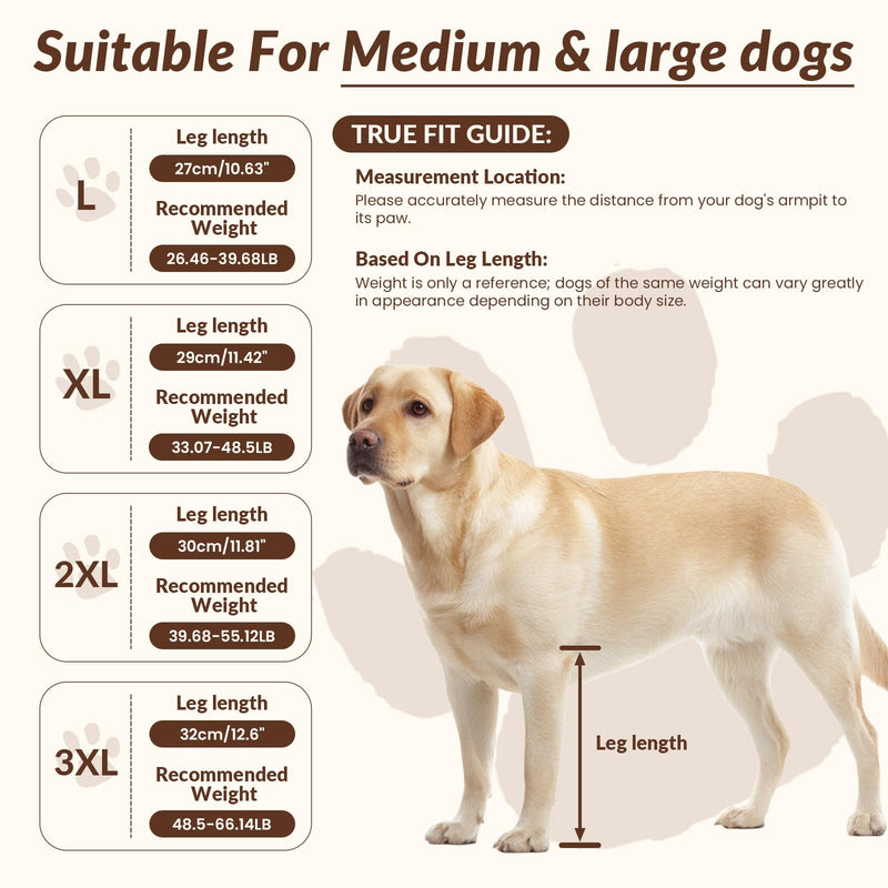 Dog Elbow Protector for Large Dogs, Heavy Duty Front Leg Support Brace, Adjustable Shoulder Strap, Thick Padded Elbow Wound Protector for Recovery Brown 3XL
