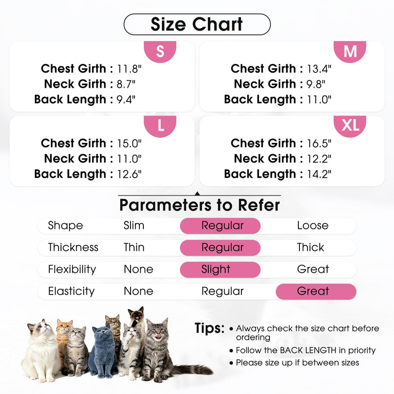 DENTRUN Cat Recovery Suit - Post-Surgery Onesie with Hind Legs, Snap Button Back, Easy On/Off, Prevents Licking & Wound Protection, Soft Breathable Fabric for Spay Neuter Abdominal Wounds Pink Medium