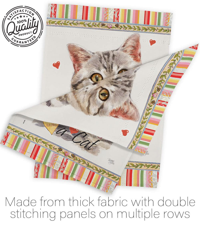 Breeze Decor Gray American Short Hair Happiness House Flag-Pack Cat Kitten Meow Spoiled Paw Fur Pet Nature Farm Animal Creature Applique Banner Small Garden Yard Gift Double-Sided, Made in USA - PawsPlanet Australia
