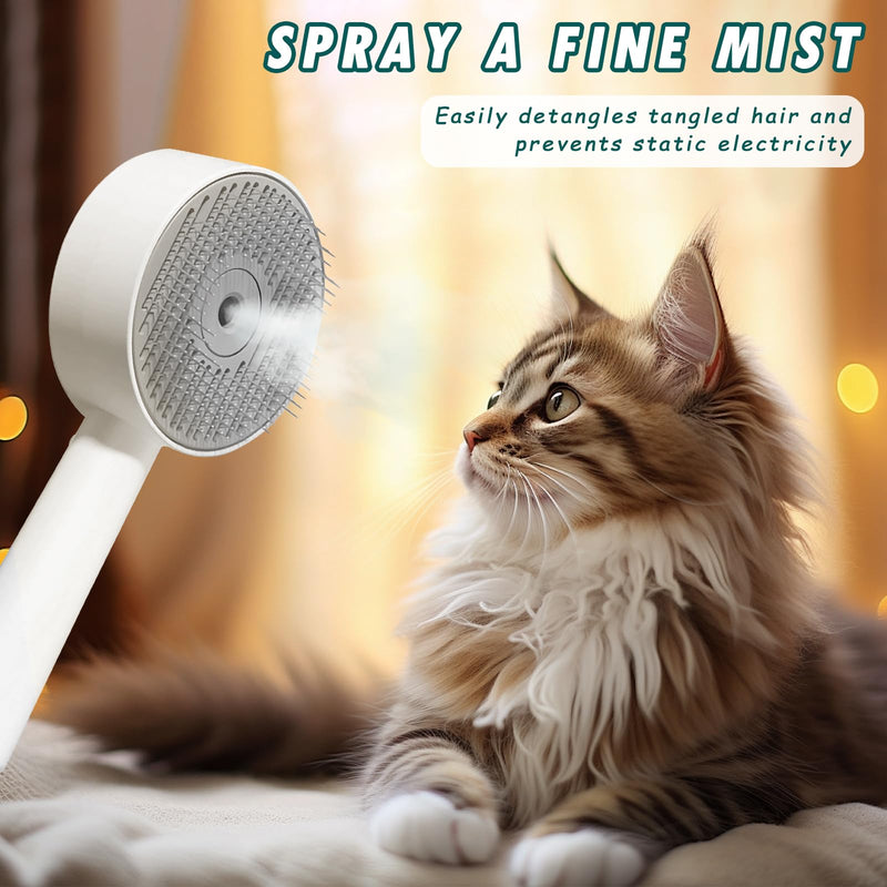 Aerbee Cat Steam Brush, Cloud Care Dog Brush for Indoor Pet Steam Brush for Shedding Defur Comb for Dog Brush for Long Short Hair Cat & Dog Pet, Cats Massage Grooming Self-Cleaning, White - PawsPlanet Australia