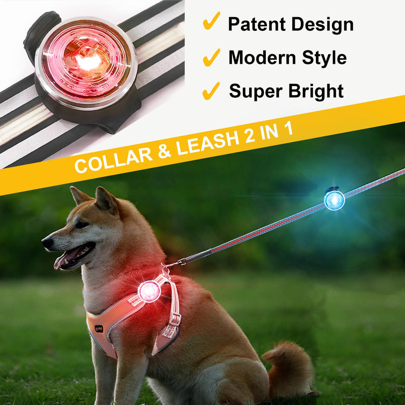 Tubasion Dog Lights for Night Walking, Tubasion Upgraded 8 Modes Rechargeable Dog Collar Light for Nighttime Clip On, IP66 Waterproof and Durable Silicon Band Safety Lights for Pet Collar(2-Pack) 2-Pack - PawsPlanet Australia