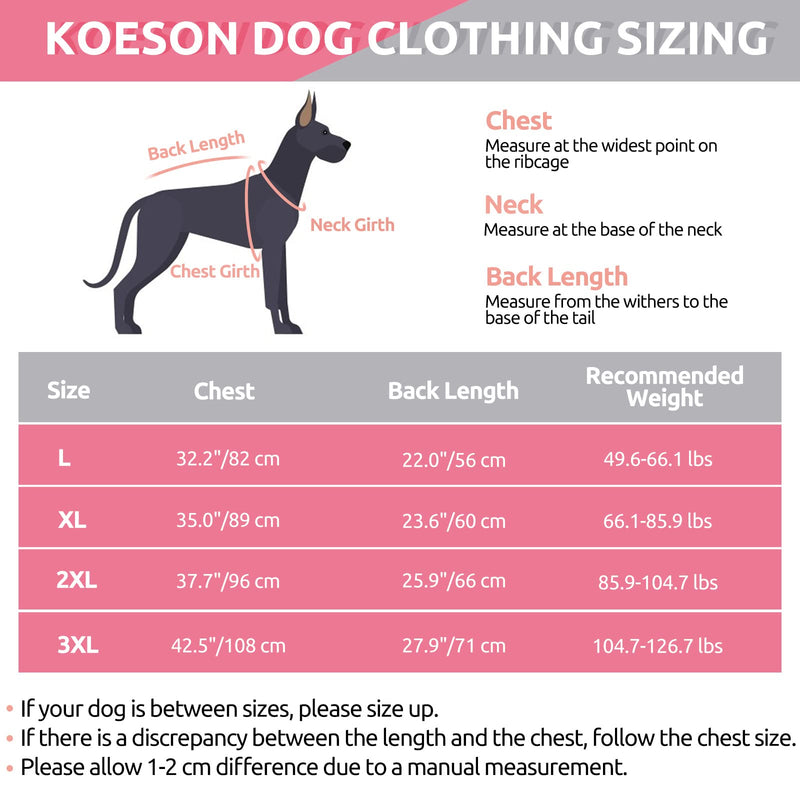 KOESON Dog Recovery Suit, Dog Onesie for Surgery Anti Licking Dog Surgical Recovery Suit for Abdominal Wound, Long Sleeve Dog Jumpsuit for Medium & Large Breeds X-Large Pink