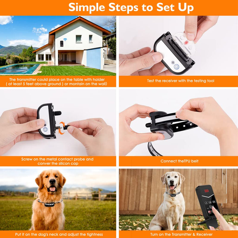 Electric Fence for 2 Dogs,Wireless Dog Fence System &Dog Training Collar with Remote,Portable Electric Shock Dog Boundary System,Rechargeable Wireless Fence for Large Medium Dogs (Extra Collar) Extra collar